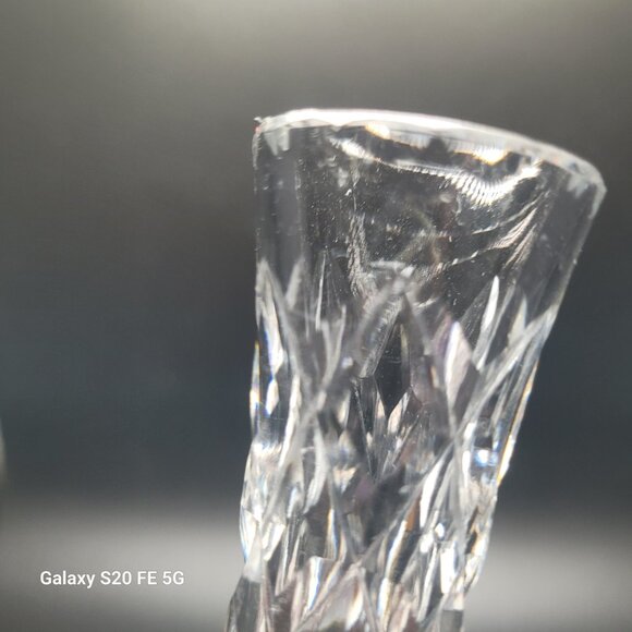 Vintage Royal Brierley Crystal Bud Vase Cut Glass Etched Footed Signed - Picture 9 of 11